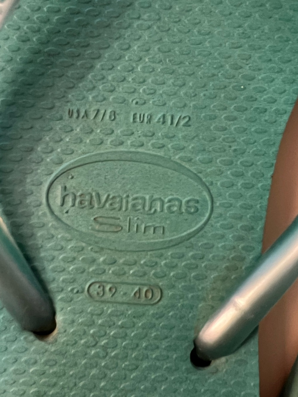 Havaianas Slim Teal Flip Flop Sandals Sz 7/8 - Picture 2 of 3